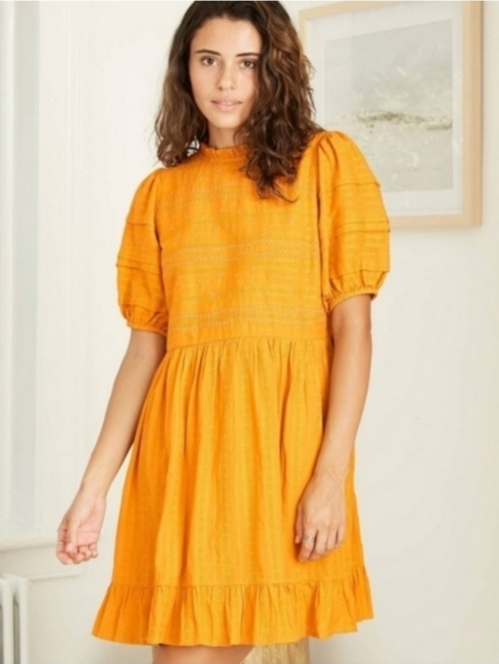Universal Thread Orange Puff-Sleeve Mini Spring / Summer Dress
